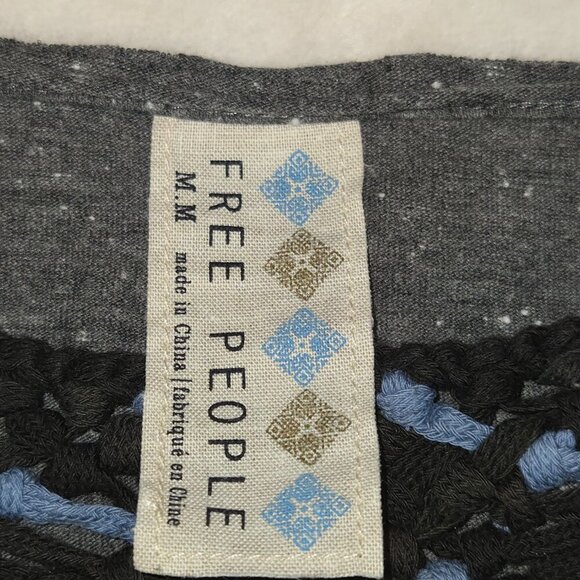 Free People Crochet Trim Asymmetrical Bodycon Grey Dress Size M - Picture 10 of 11